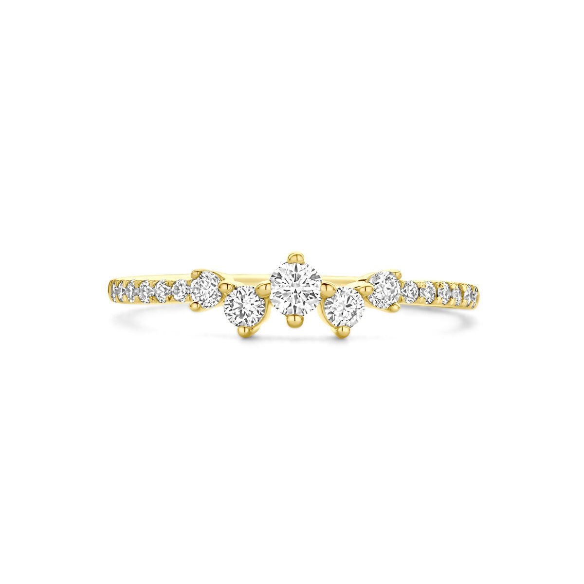 14k Gelbgold Damenring mit 0,33ct Labor gezüchtetem Diamanten