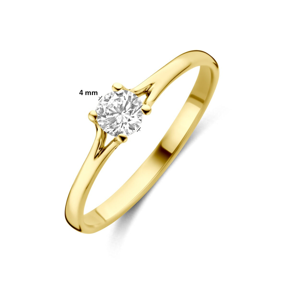 Damenring aus Gelbgold mit Zirkonia – 14 Karat