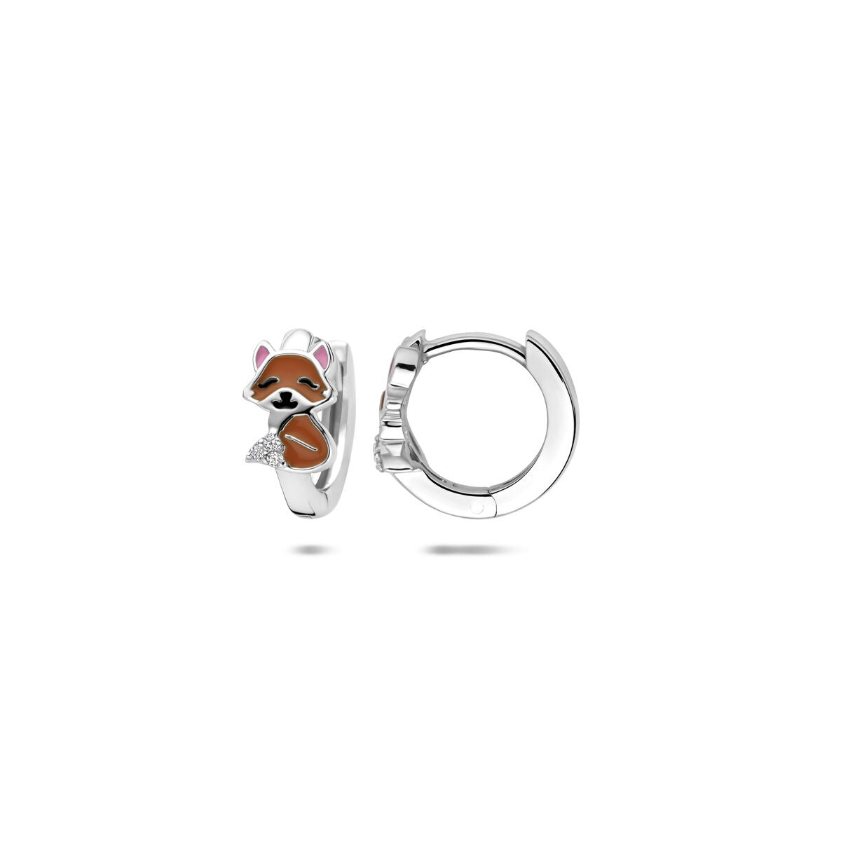 Ohrringe aus Silber, Fuchsemal und Zirkonia – 11 x 5 mm