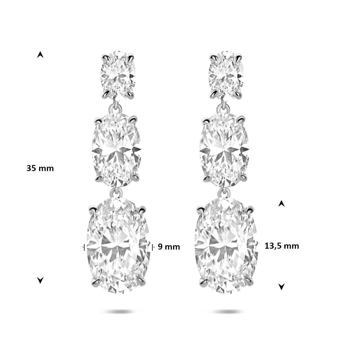 Rhodinierte 925er Silberohrringe mit Zirkonia