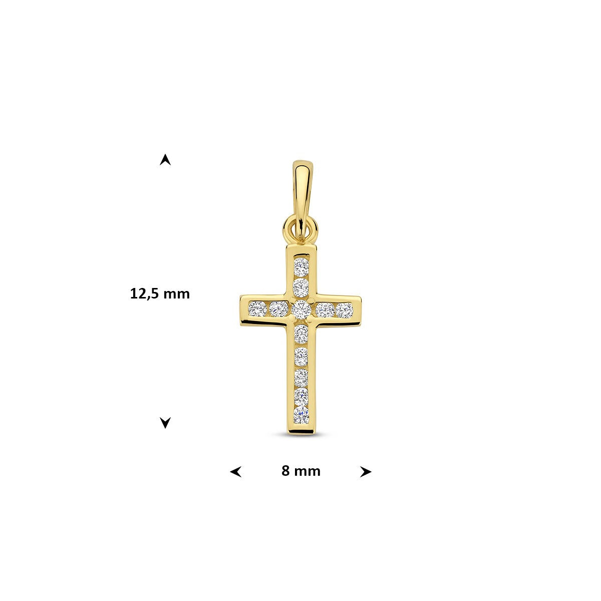 Gelbgold-Kreuzanhänger mit Zirkonia – 14 Karat