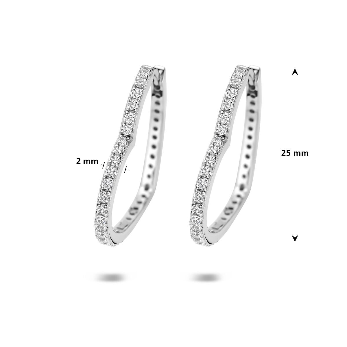 Rhodinierte 925er Silberherz-Ohrringe mit Zirkonia