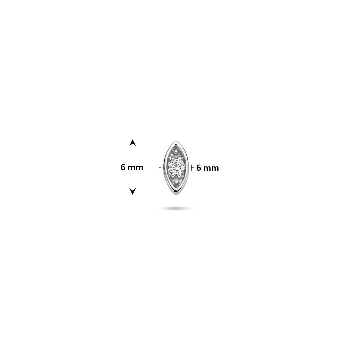 Rhodinierter Flatback-Piercing aus Silber in Form eines bösen Blicks mit Zirkonia