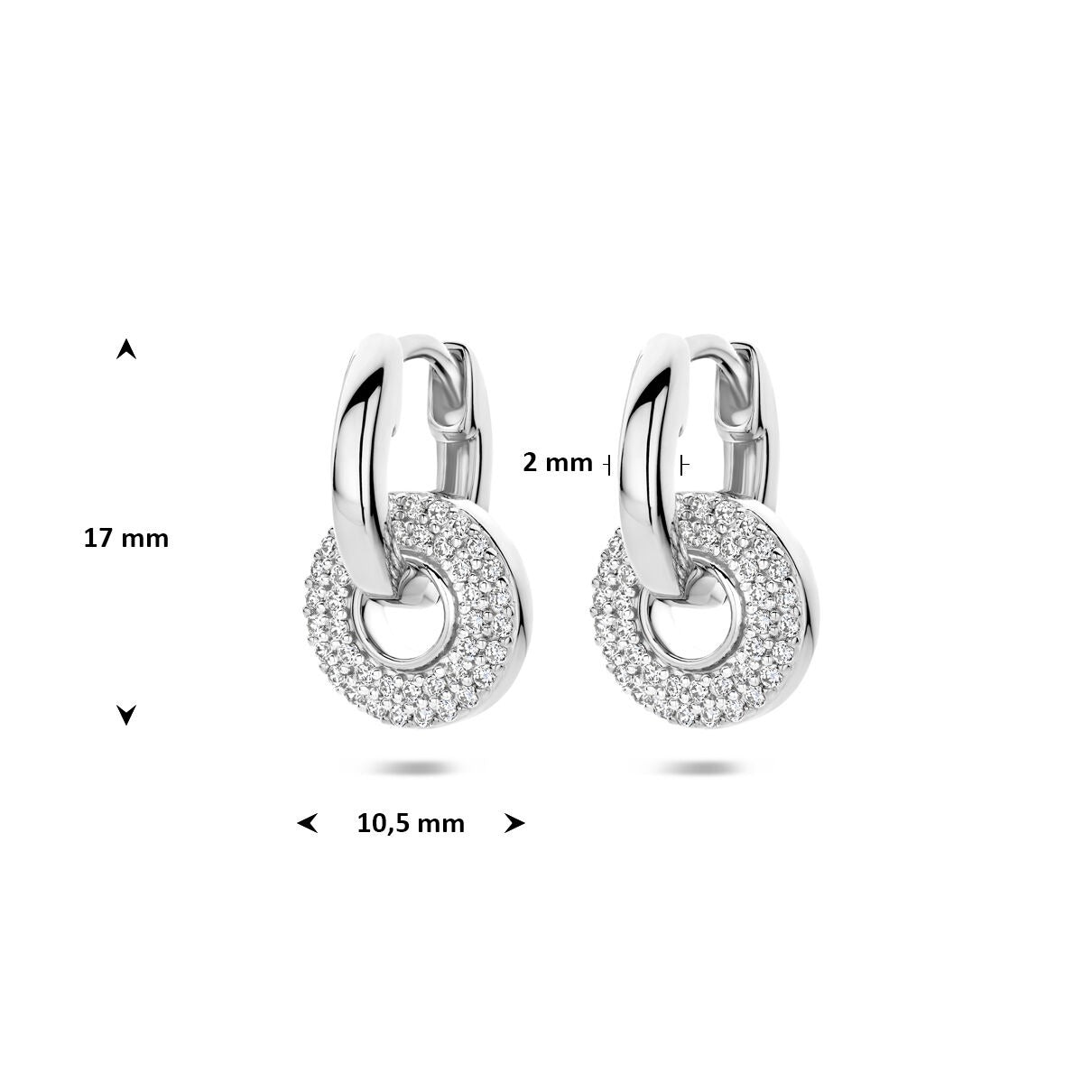 Silberne Ohrringe mit Zirkonia Rhodiniert