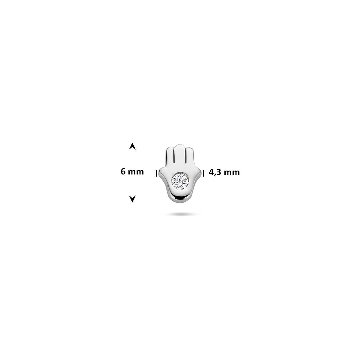 Silberner Flat Back Piercing Hand der Fatima – rhodiniert 925 mit Zirkonia