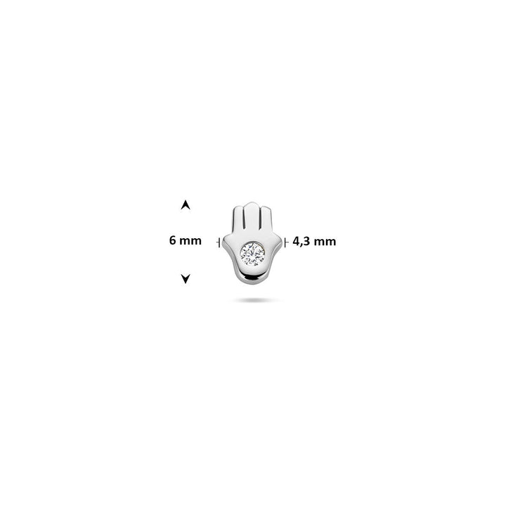 Zilveren flat back piercing Hand van Fatima – gerhodineerd 925 met zirkonia