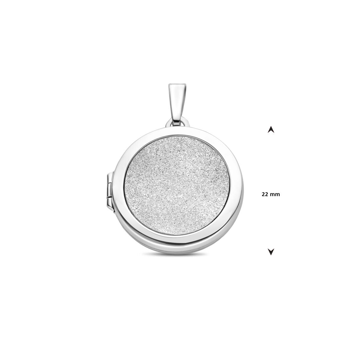Silbermedaillon – rhodiniertes 925er Silber mit polierter/glitzernder, diamantierter Oberfläche