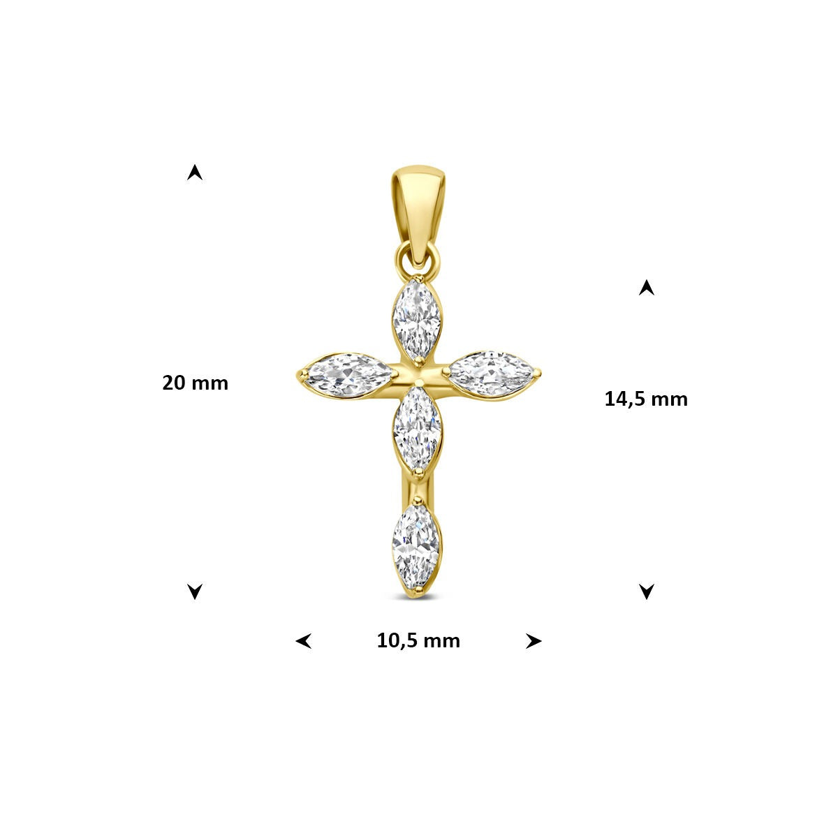 14 Karat Gelbgold Kreuzanhänger mit Zirkonia