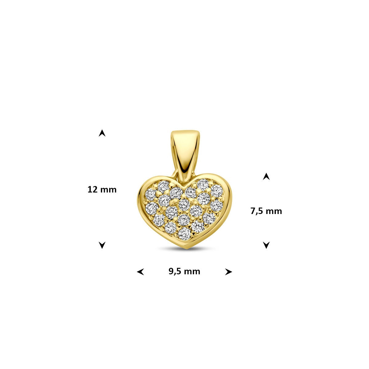 14K Gelbgold Herzanhänger mit im Labor gezüchtetem Diamanten