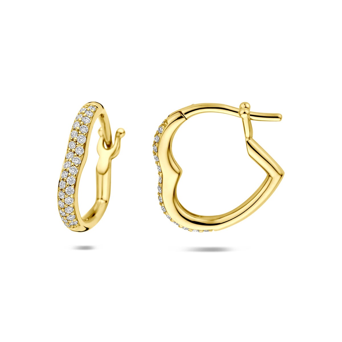14k Goldohrringe Herz mit Diamant
