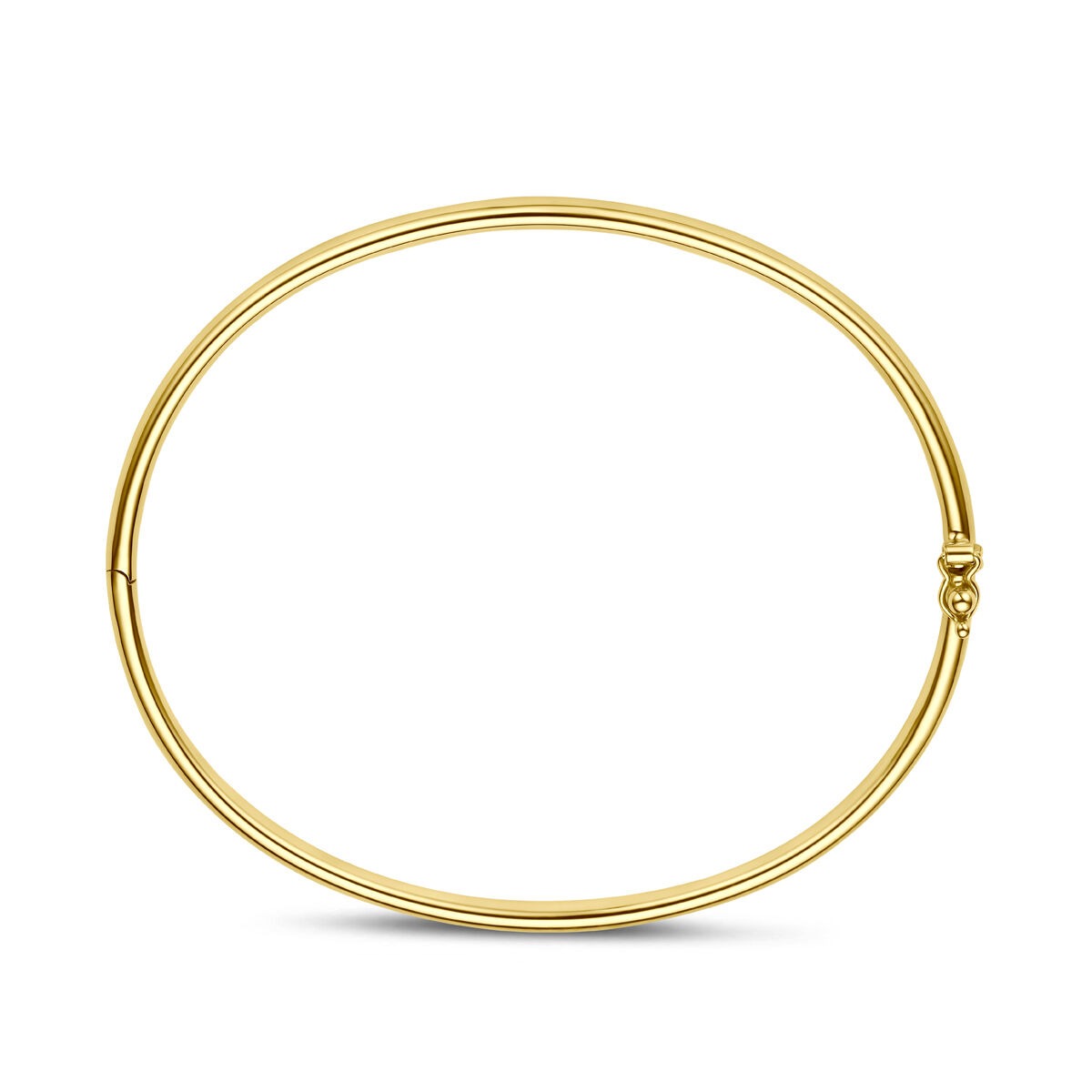 14k gelbgoldene Silgold Armreif für Damen mit schlichtem, ovalem Design