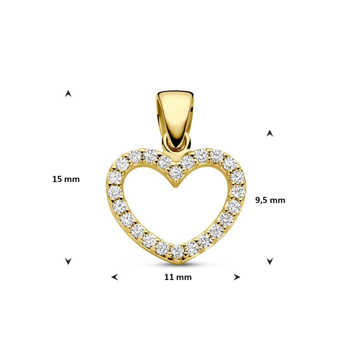 14K Gelbgold-Herzenanhänger mit Zirkonia – romantischer Damenschmuck voller Glanz