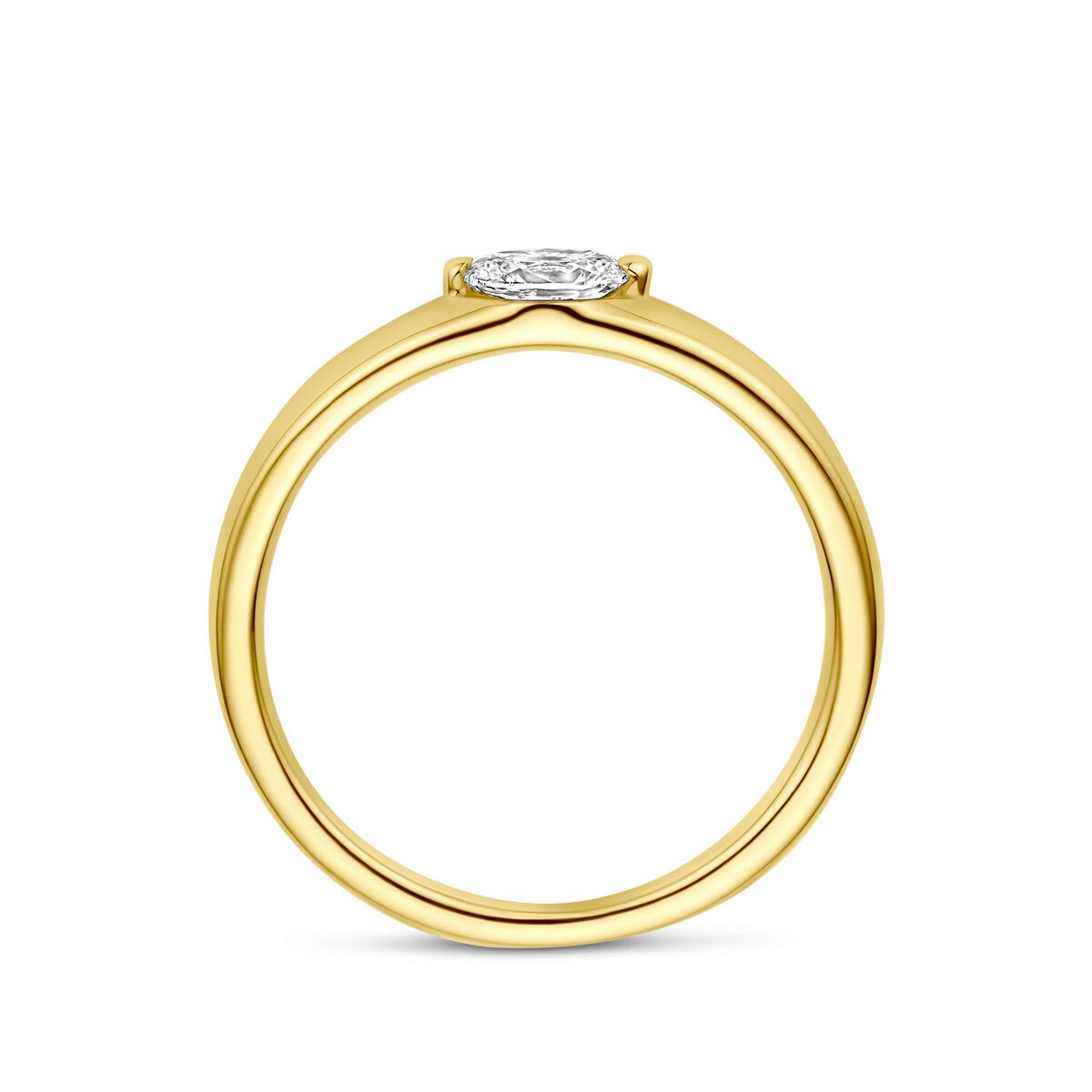 14 Karat Gelbgoldring mit Diamant 0,32 ct Solitär