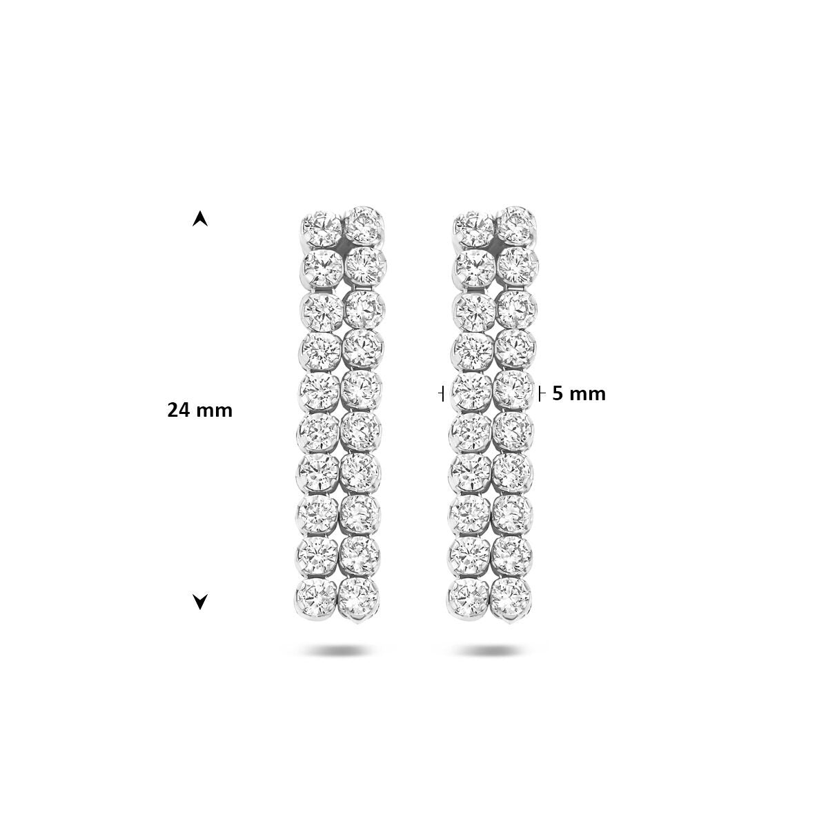 Rhodinierte 925er Silber-Ohrhänger mit Zirkonia 24 x 5 mm