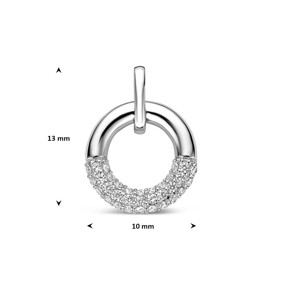 Rhodinierter runder Anhänger aus 925er Silber mit Zirkonia