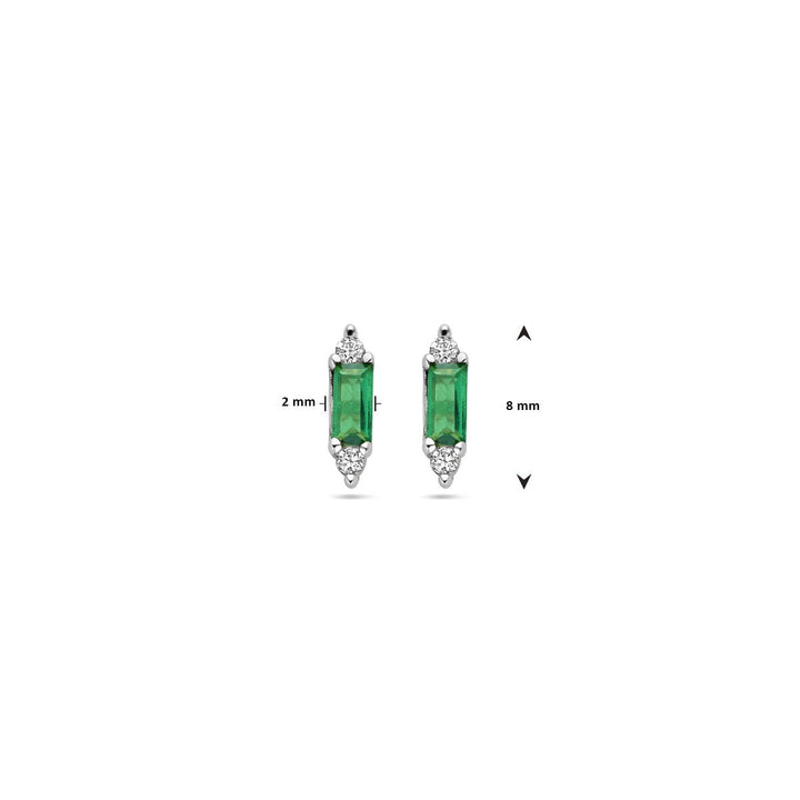 Ohrstecker grüner Zirkonia Silber rhodiniert