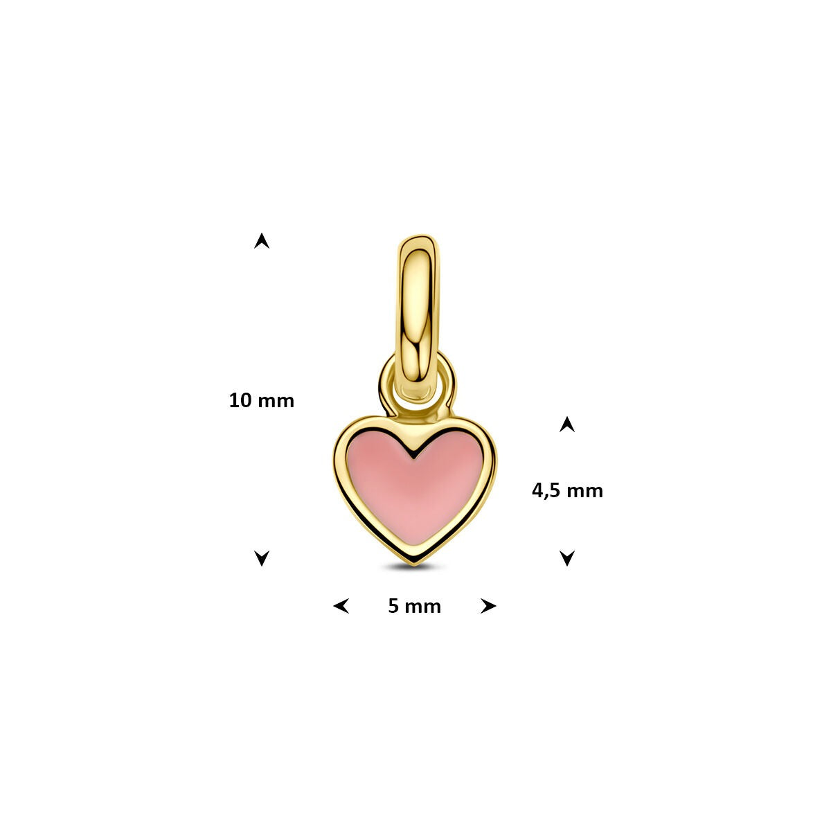 14k Geelgouden hanger hartje met roze emaille