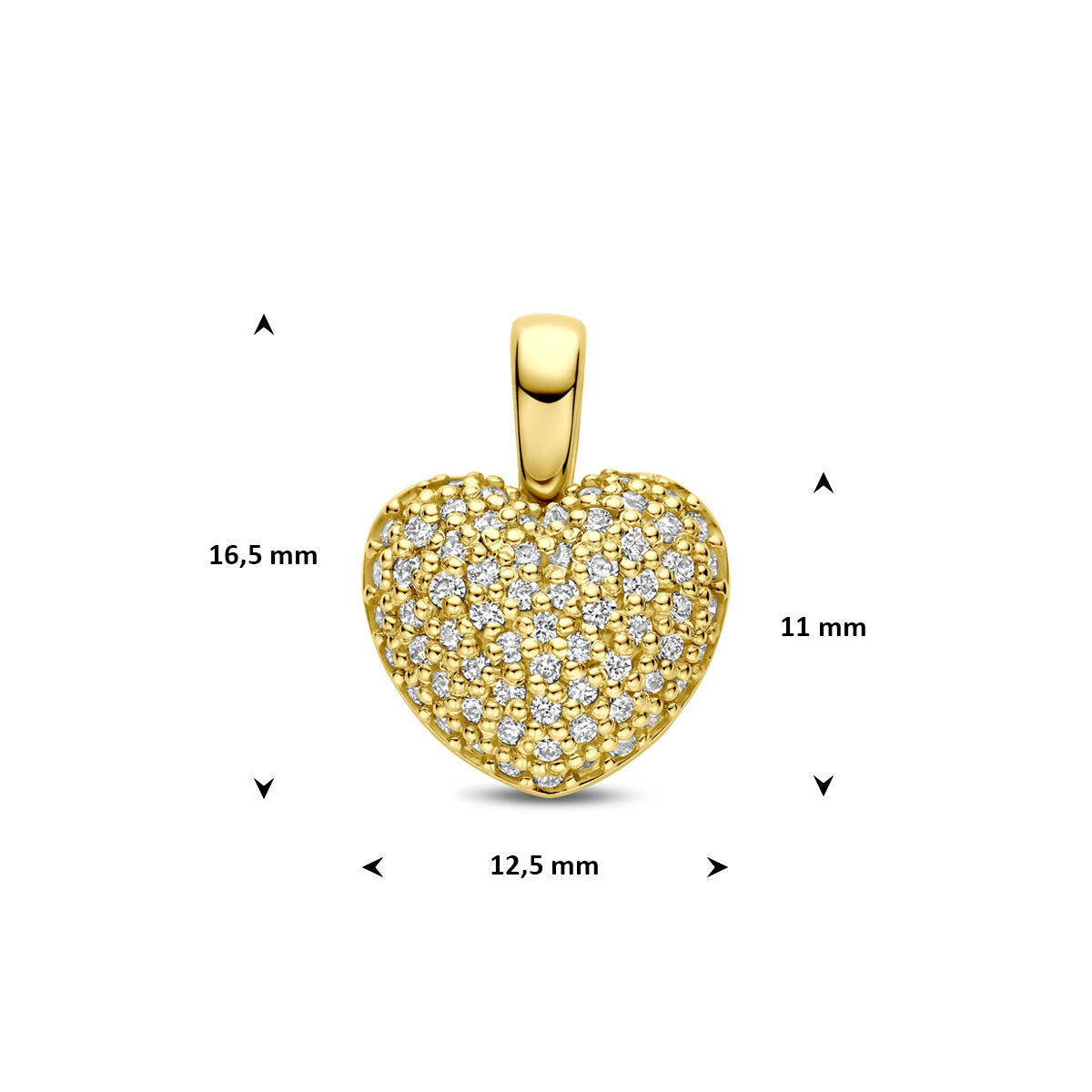 14k Gelbgold Herzanhänger mit im Labor gezüchtetem Diamanten