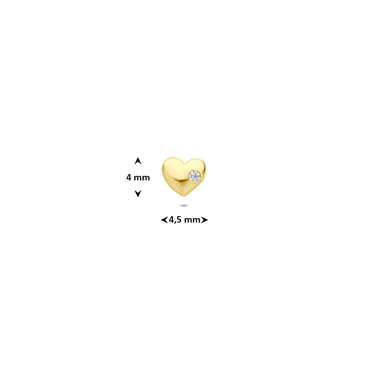 9 Karat Gelbgold Piercing mit Herz und Zirkonia