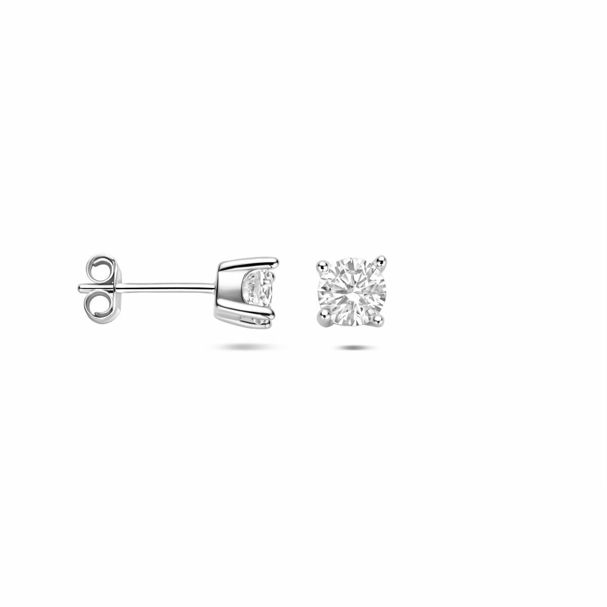 Silberohrstecker mit Zirkonia – rhodiniertes 925er Silber