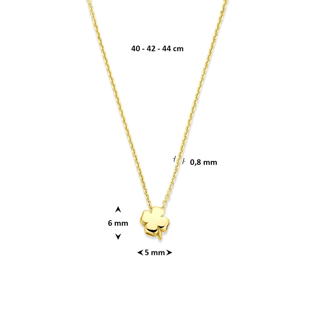 14k Gelbgoldkette mit Klee