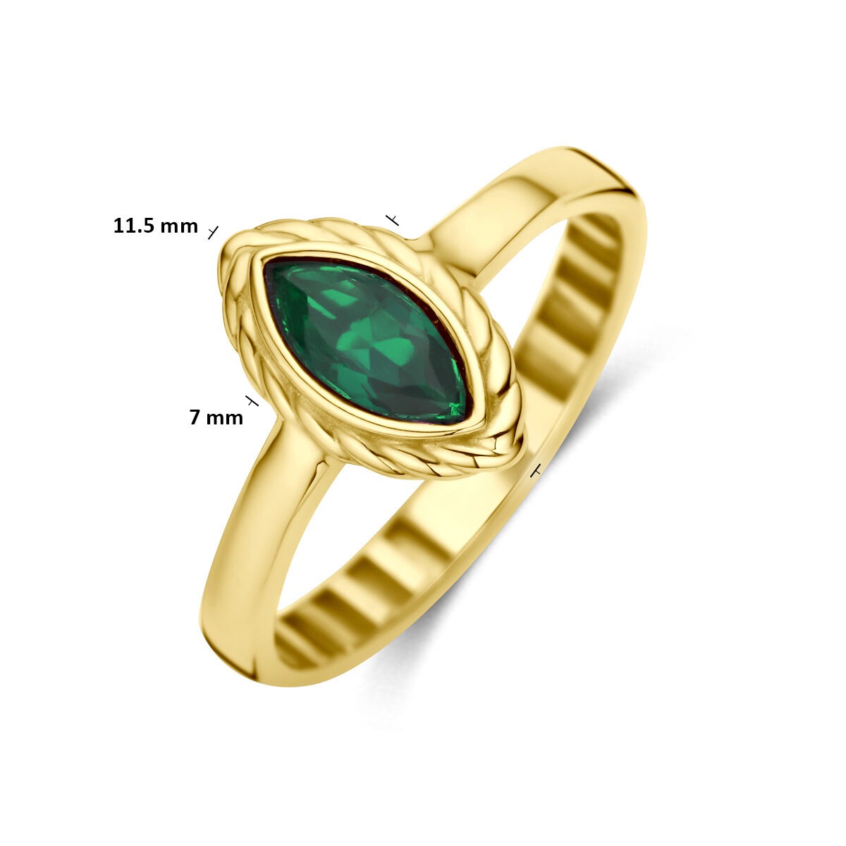 9 Karat Gelbgoldring mit grünem Zirkonia
