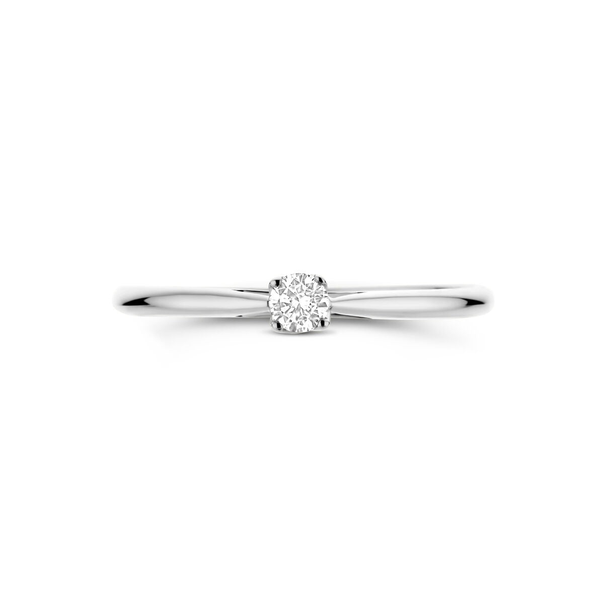 14K Weißgold Damenring mit 0,10ct Labor gezüchtetem Diamanten