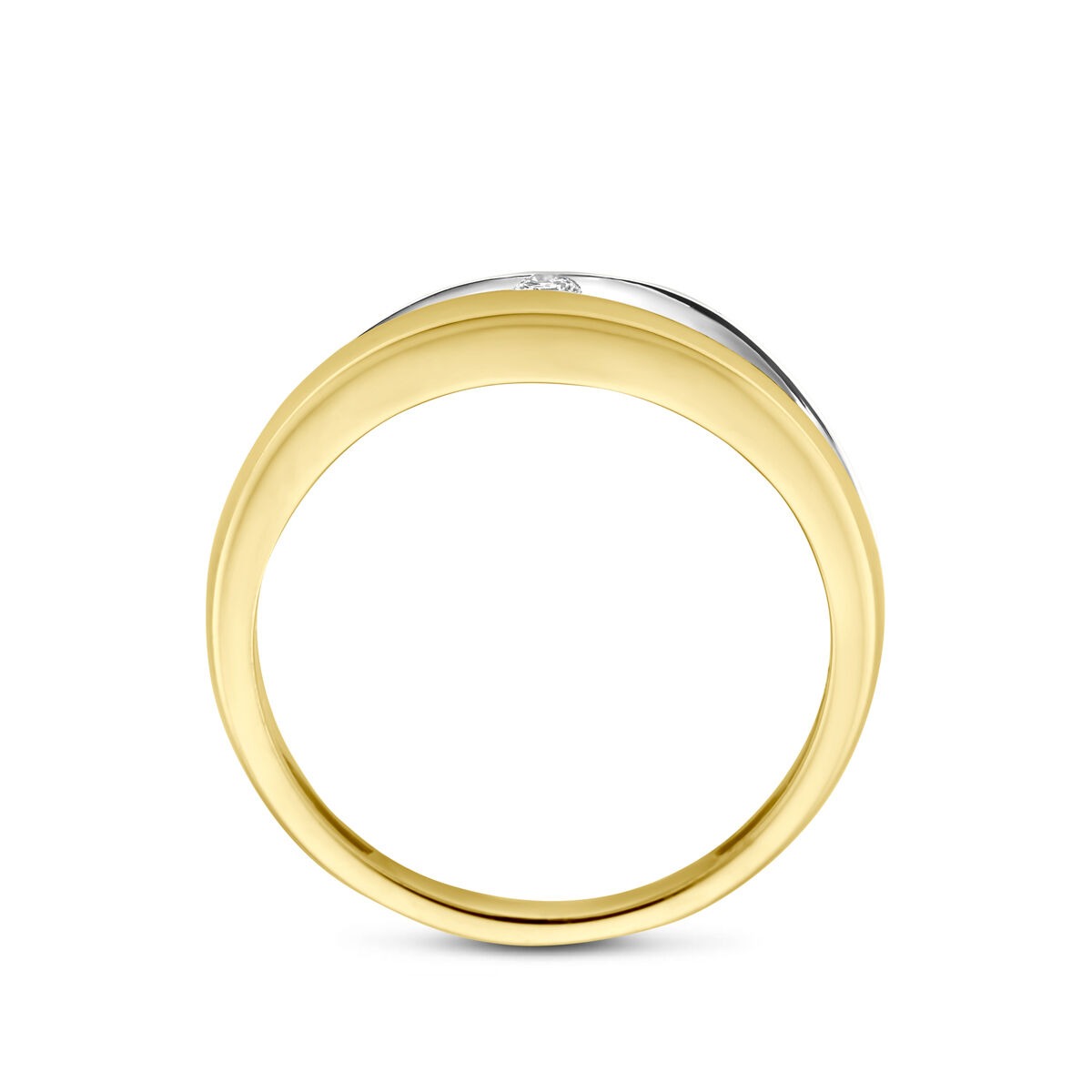 14k Bicolor Damenring mit im Labor gezüchtetem Diamanten