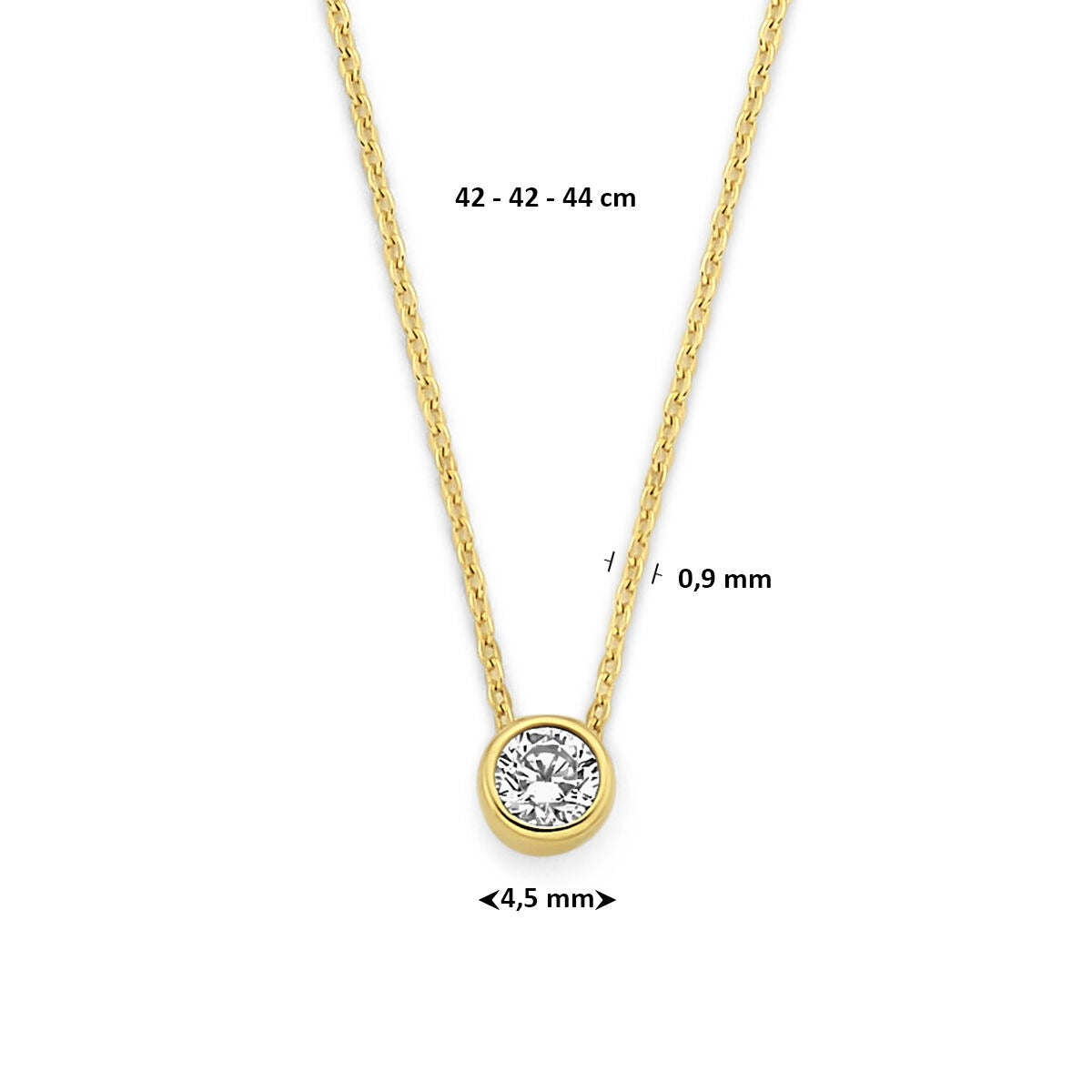 9-Karat-Gelbgoldkette mit Zirkonia-Anhänger