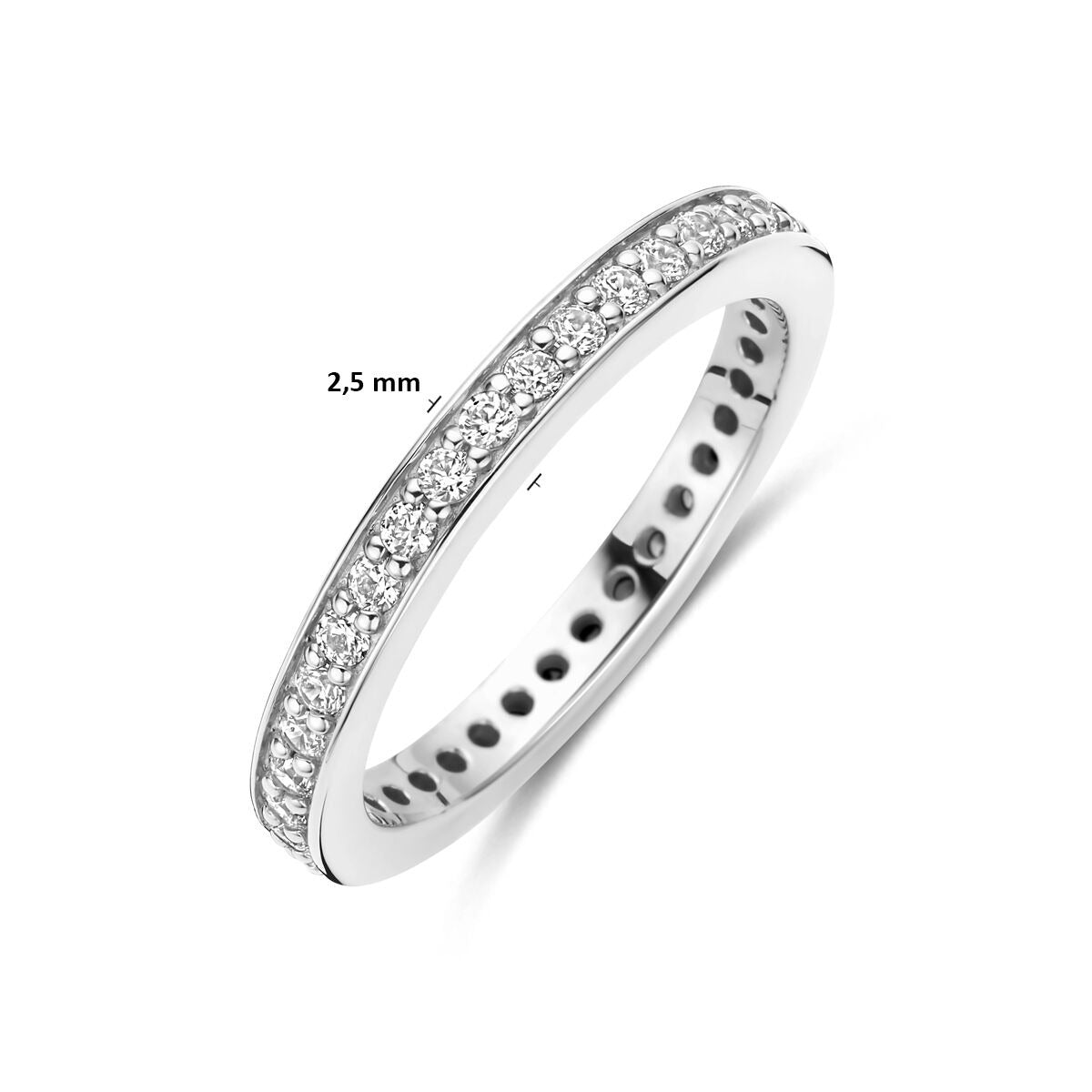 Rhodinierter Ring aus 925er Silber mit Zirkonia 2,5 mm