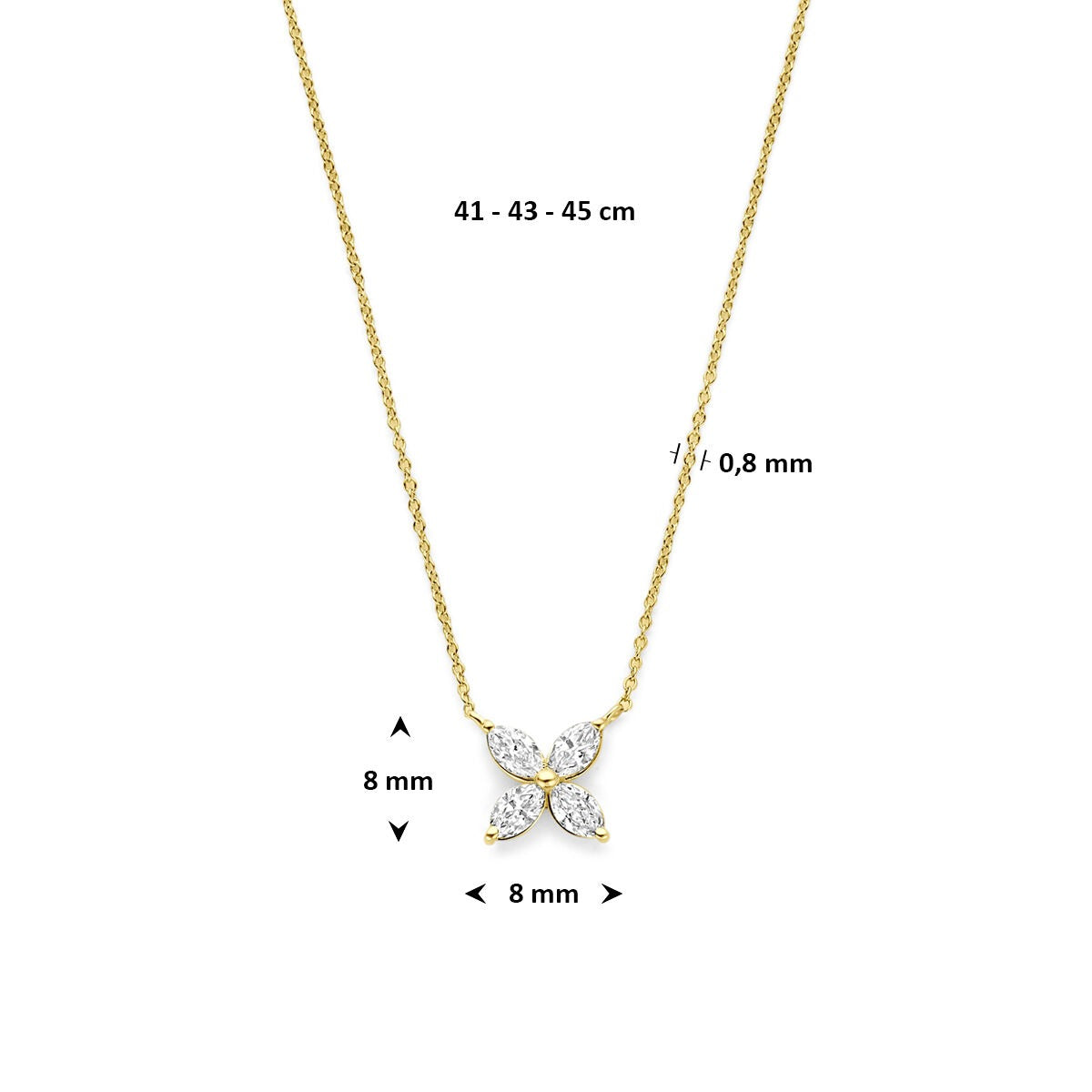 14K Gelbgoldkette mit im Labor gezüchtetem Diamant-Blumenanhänger