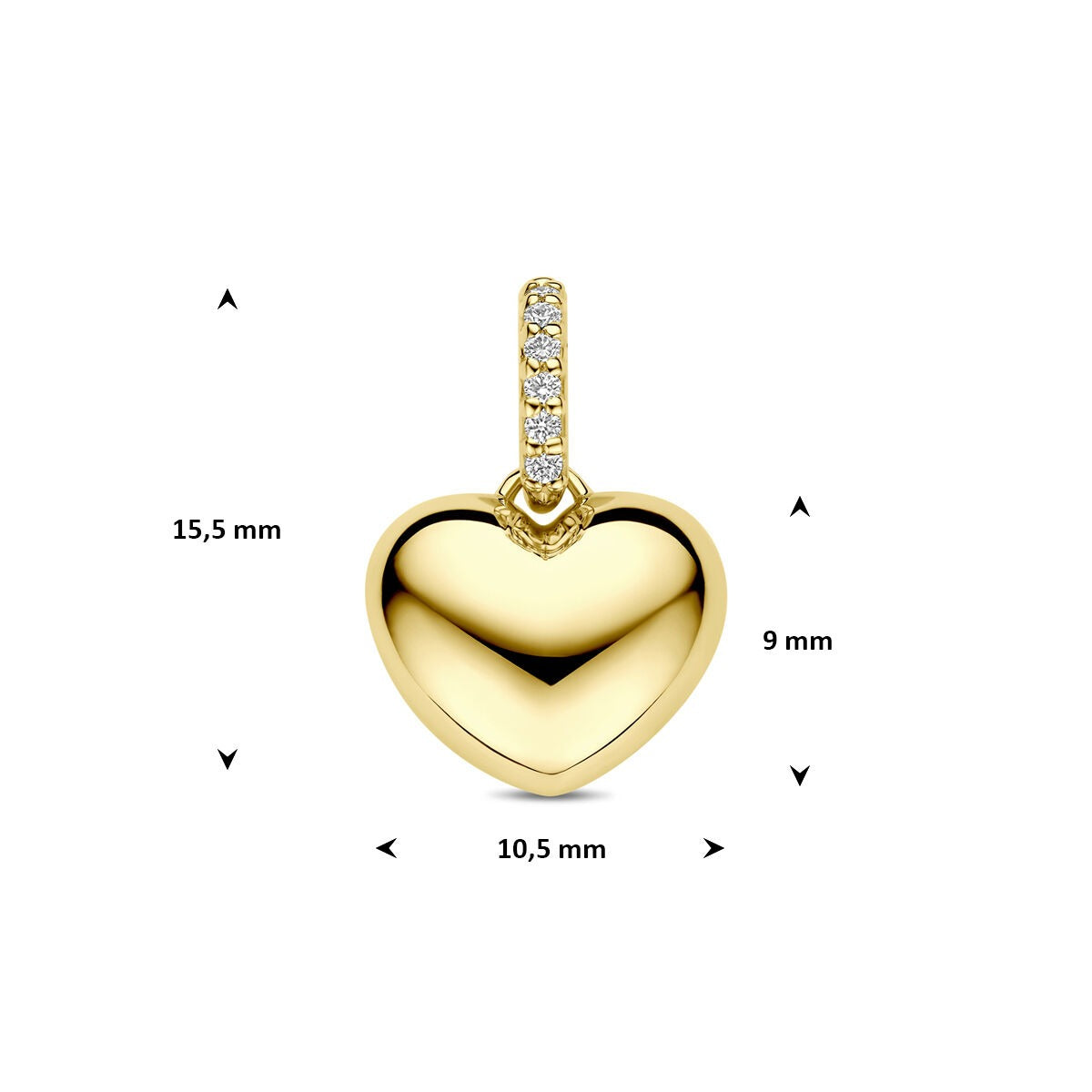 14k Geelgouden hartjeshanger met diamant