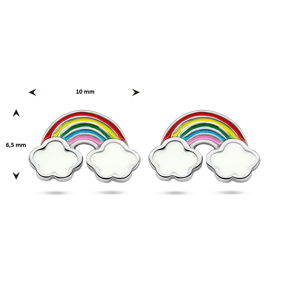 925 rhodiniertes Silber Regenbogen-Ohrstecker mit Wolken