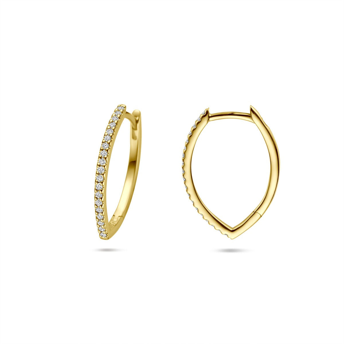 Goldene Klappcreolen mit Diamant – 14 Karat Gelbgold