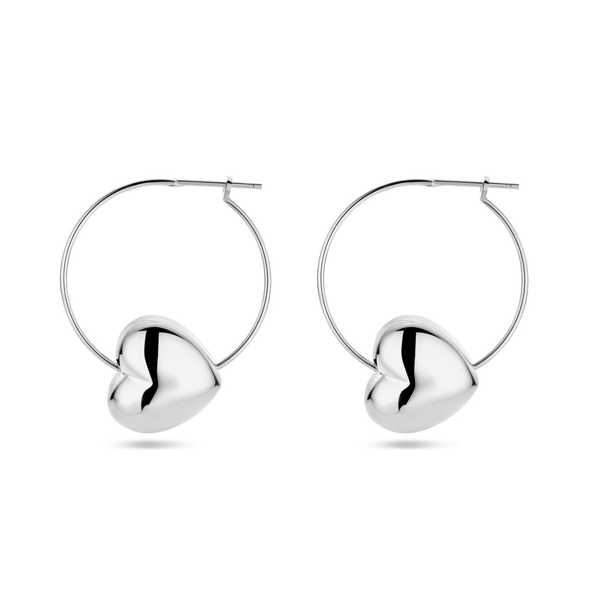 Silberne Damen-Ohrringe mit Herz – rhodiniert, 30 mm