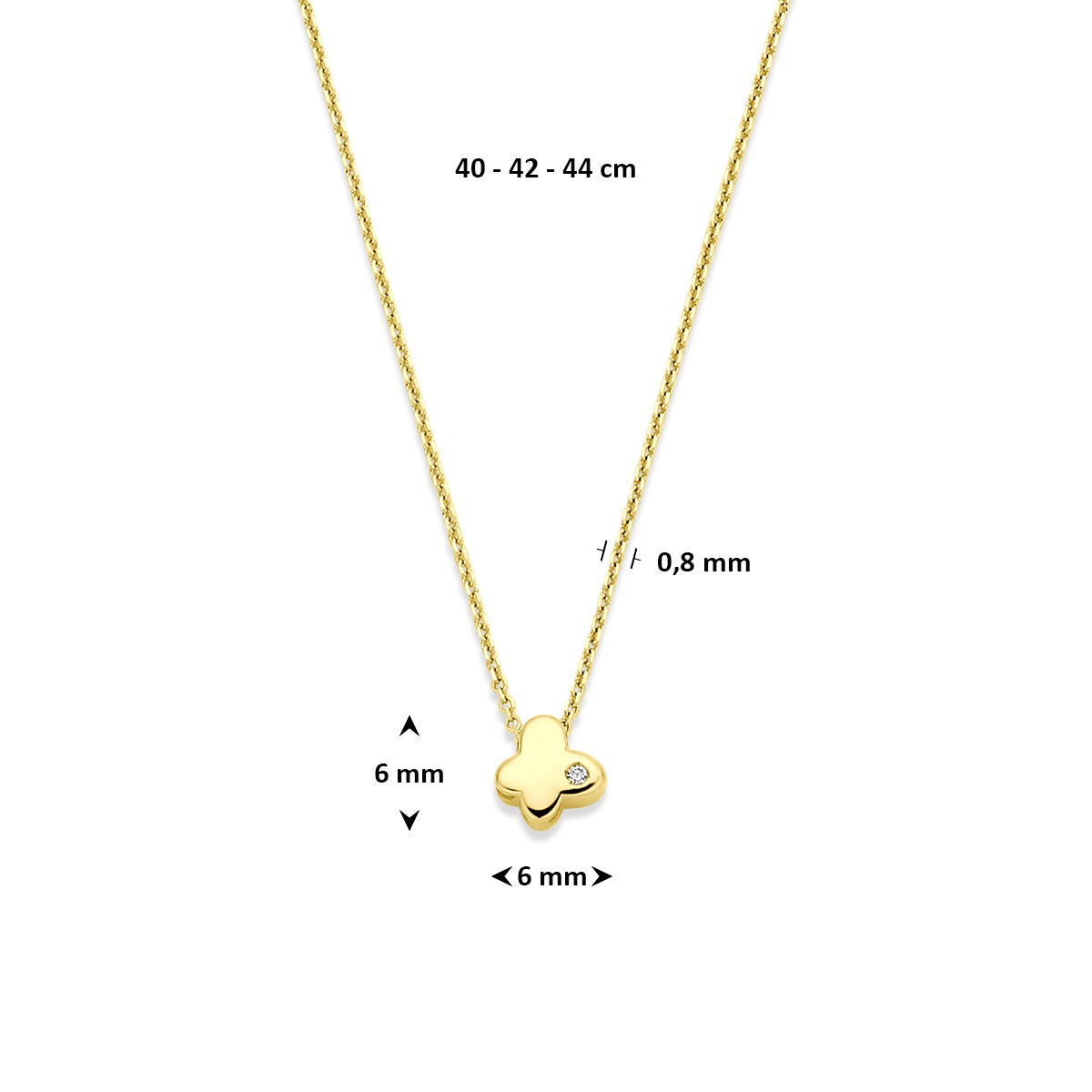 14K Gelbgoldkette mit Schmetterling und im Labor gezüchtetem Diamanten