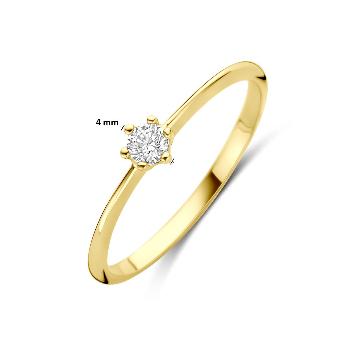 Damenring aus Gelbgold mit Zirkonia – 14 Karat