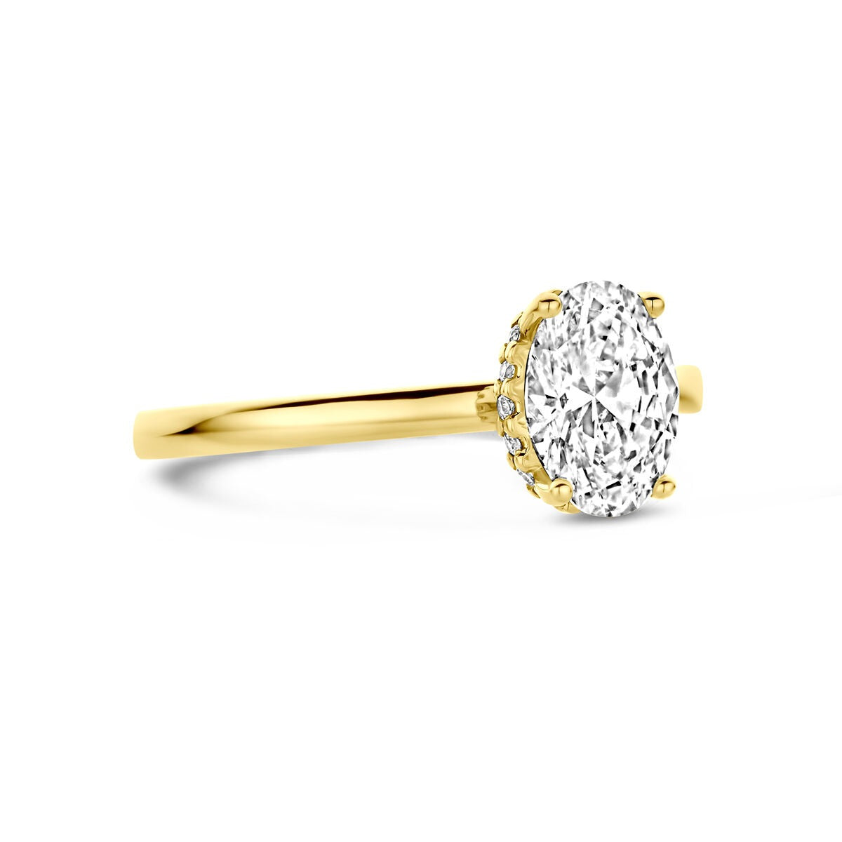 14k Gelbgoldring mit ovalem Labordiamanten