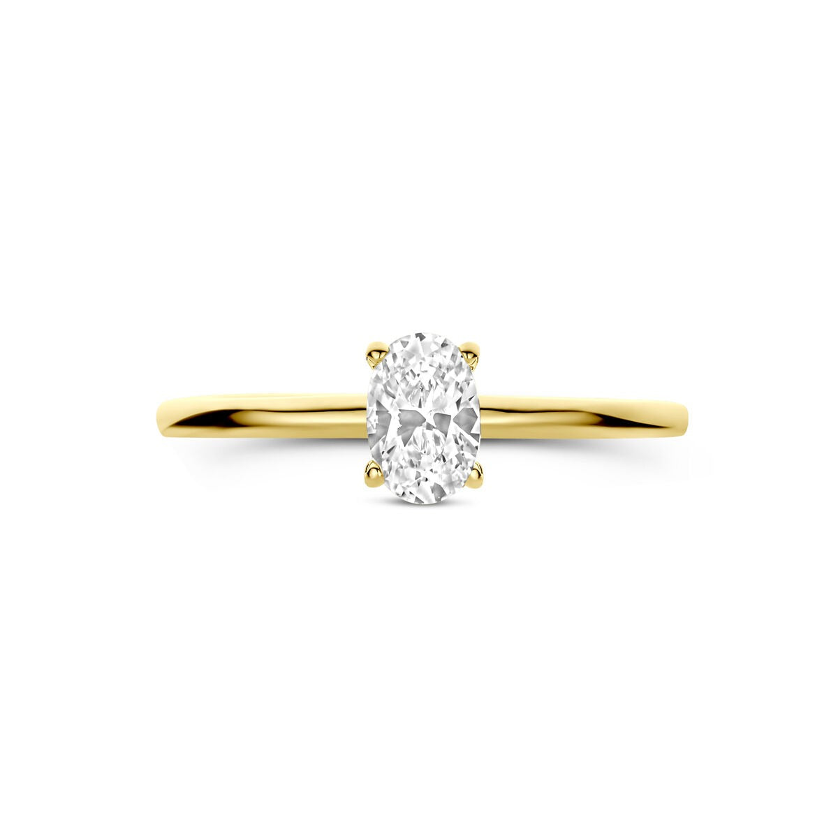 Goldring mit Zirkonia – oval geschliffen, 9K Gelbgold