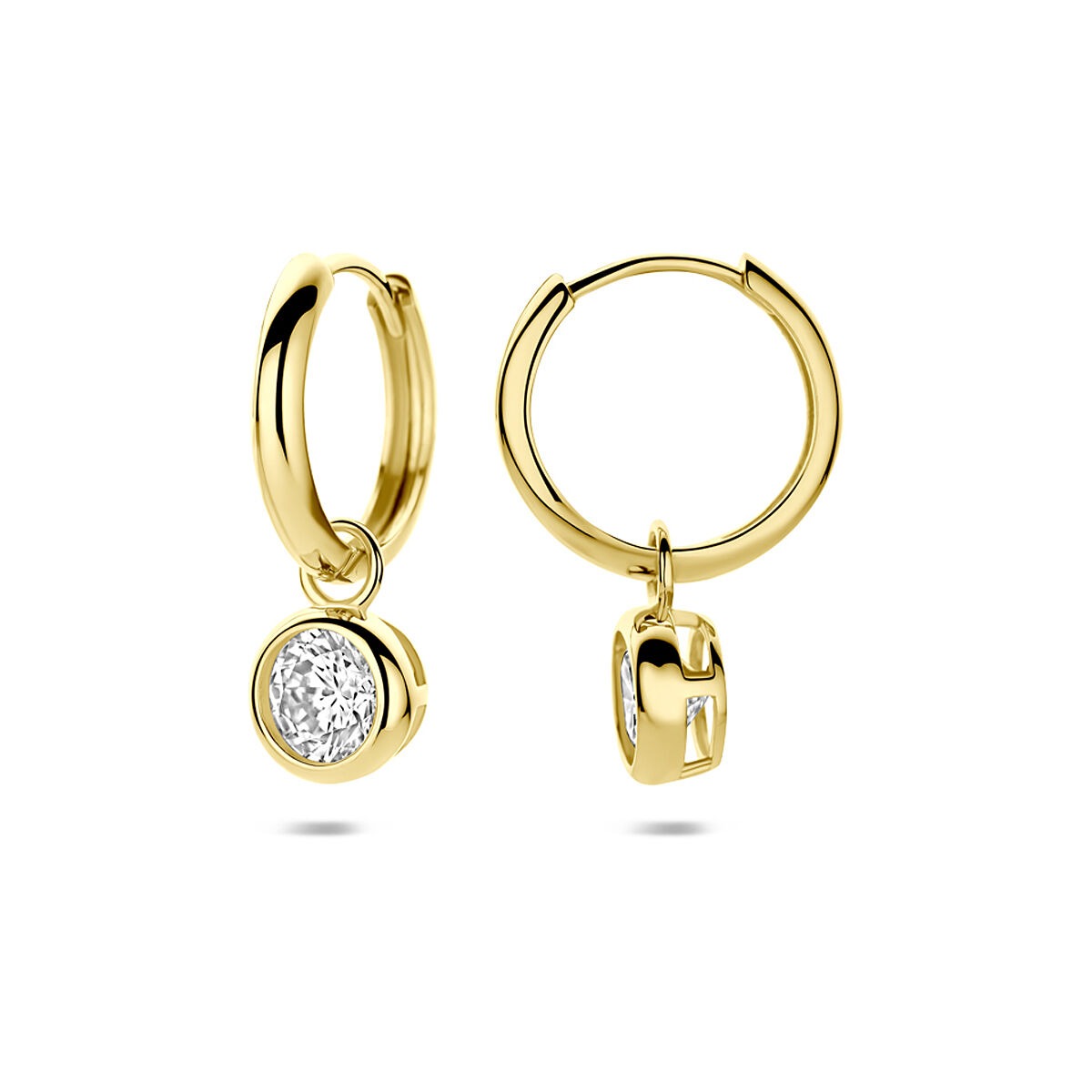 Goldohrringe mit Zirkonia – 9 Karat Gelbgoldfarben