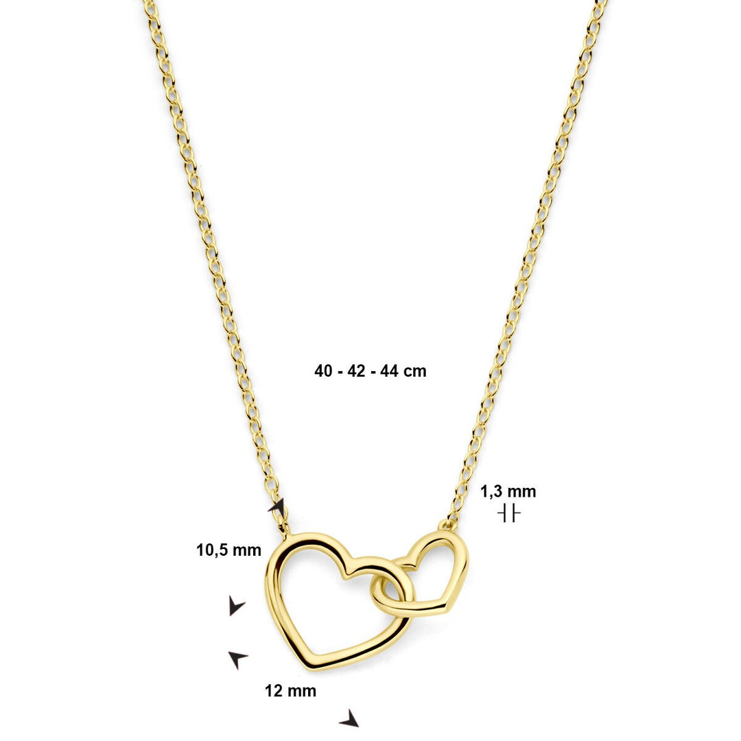 Halskette Herzen 40 - 42 - 44 cm 14K Gelbgold