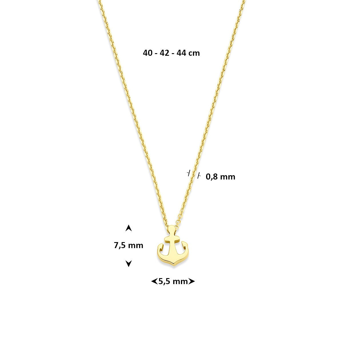 14k Gelbgoldkette mit Anker
