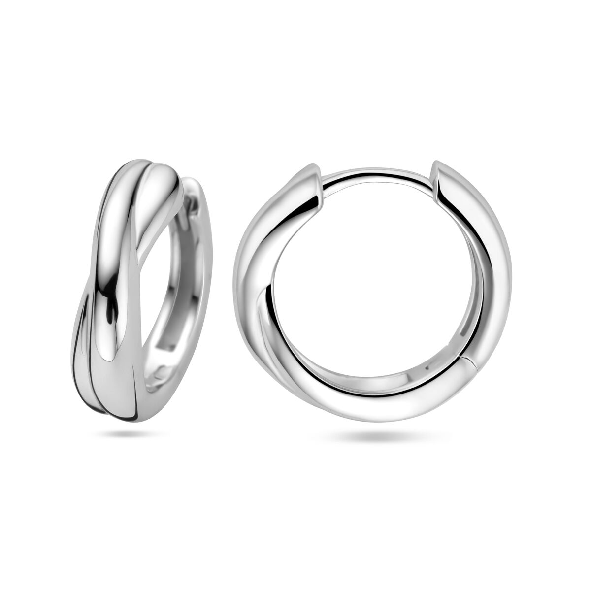 Rhodinierte 925er Silber Klappcreolen – 13.5 mm