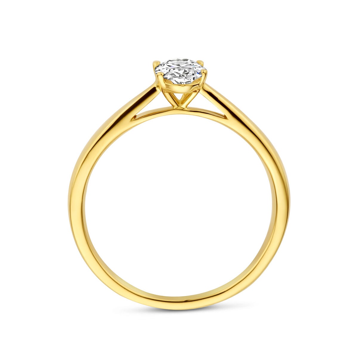 14k Gelbgoldring mit im Labor gezüchtetem Diamant – oval 0.50ct