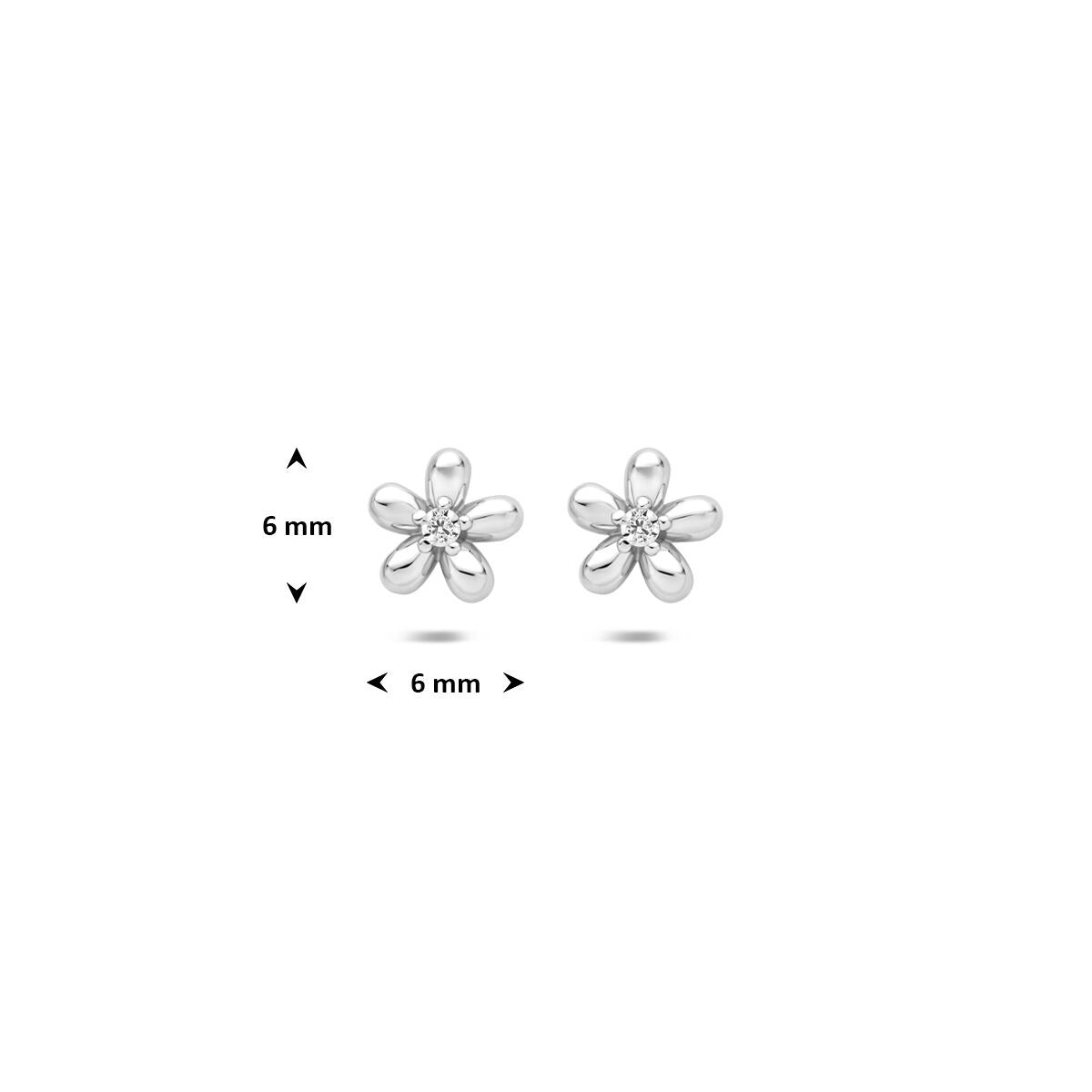 925 Silberne Ohrstecker Blume mit Zirkonia