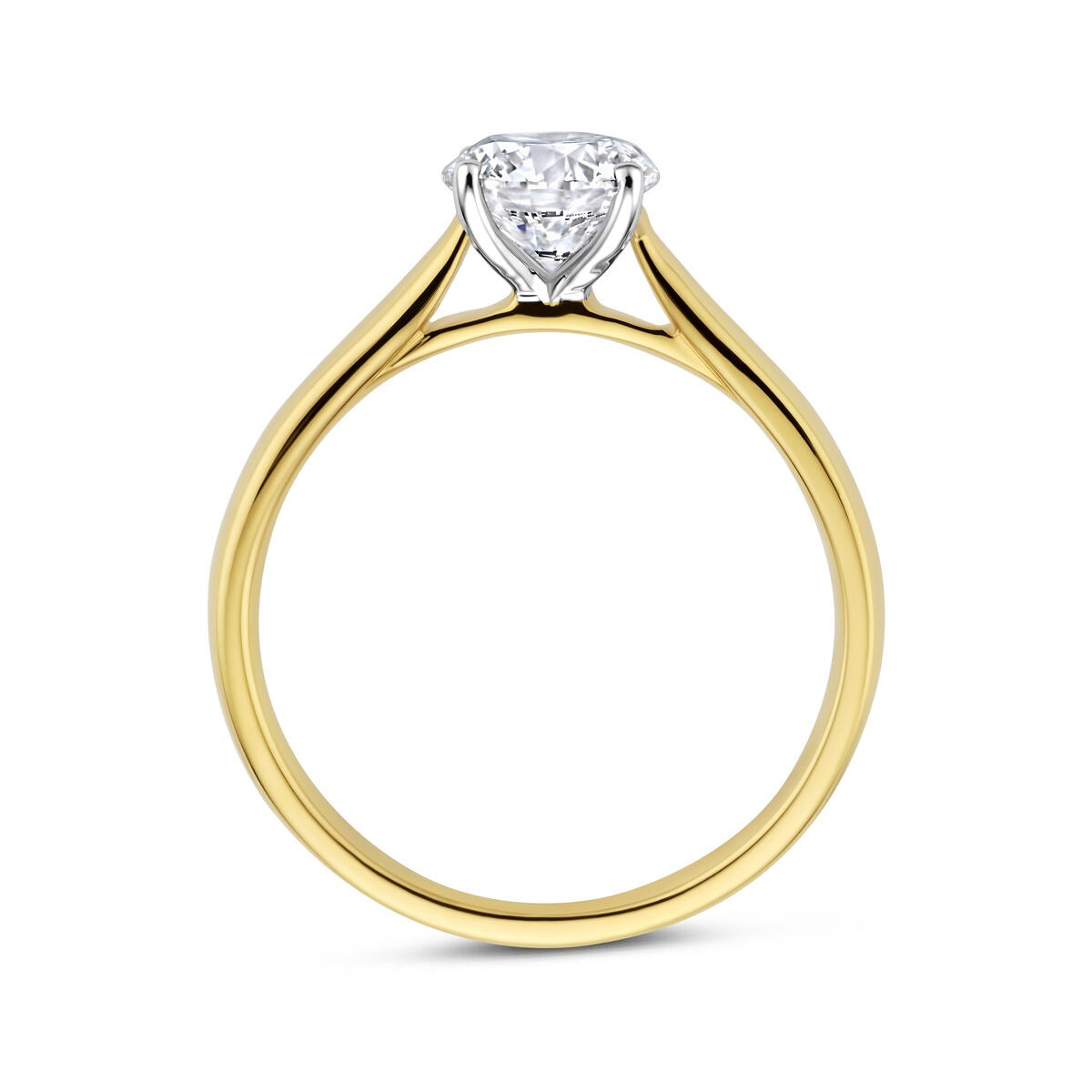 14k Bicolor Damenring mit 1.00 ct Labor-Diamant – inklusive Zertifikat