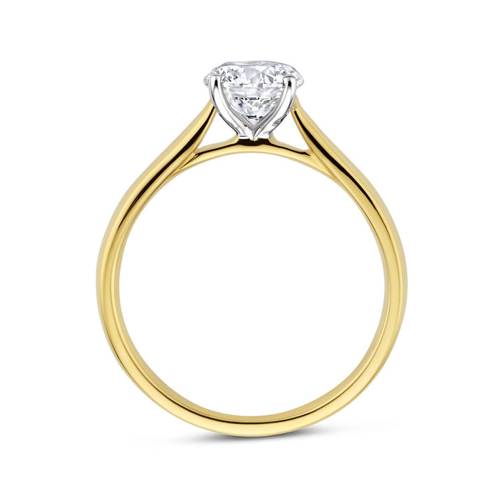 14k Bicolor dames ring met 1.00 ct lab grown diamant – inclusief certificaat