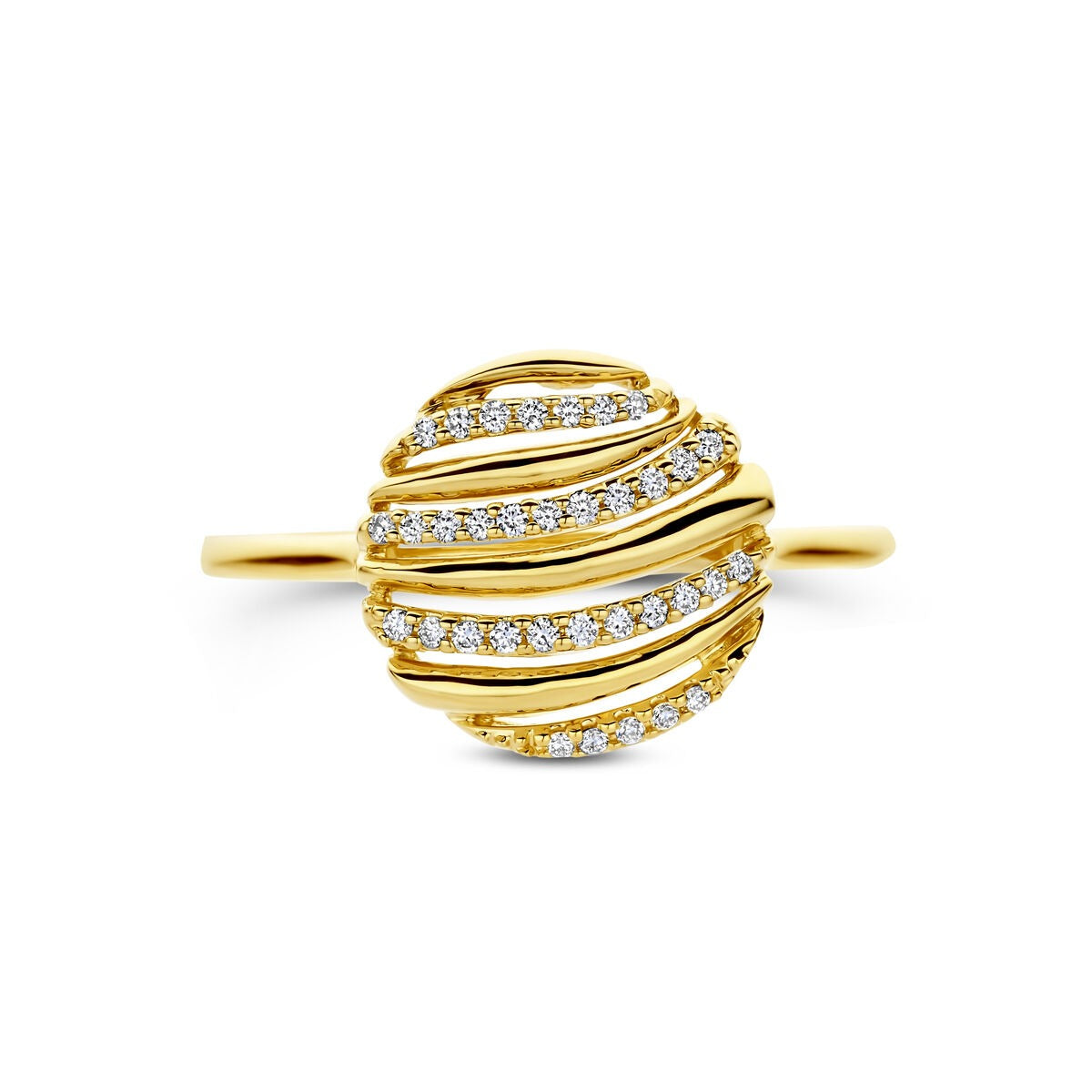 14K Gelbgoldring mit Diamant 0,09 ct rundes Design