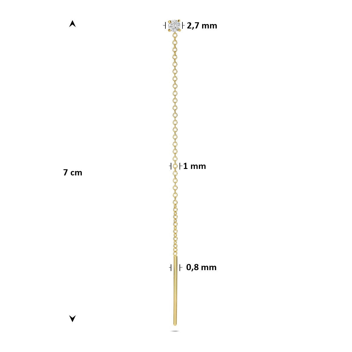 14 Karat Gelbgold Durchzieher-Ohrringe mit Diamant