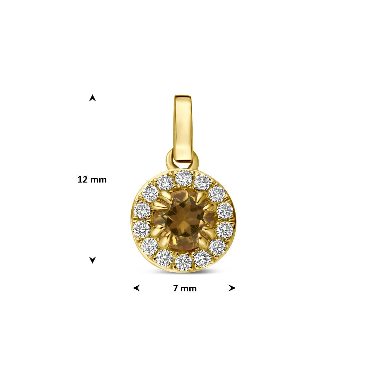 14K Gelbgoldanhänger mit Citrin und im Labor gezüchtetem Diamanten